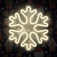 Forever FLNE20 Neon LED lámpa, Hópehely Karácsonyi Dekoráció Ablakba, Falra