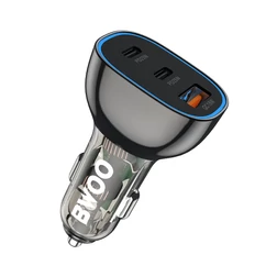 BWOO BO-CC96, Szivargyújtós töltő, PD QC 68W, 1x USB-A + 2 x USB-C, fekete (Gyors töltés)