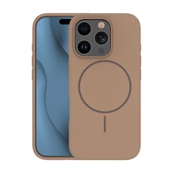 Apple iPhone 16E, Szilikon tok, Thin Magsafe,  barna
