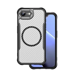 Apple iPhone 16E, Szilikon tok, Defender Carbon Mag, fekete