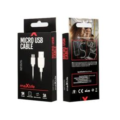 Maxlife USB kábel, micro USB 1,0 m 3A, fehér