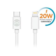 Forever Gyorstöltő USB kábel, USB-C - Lightning, (1 méter 20W), fehér