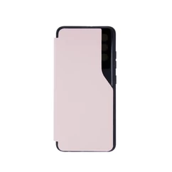 Samsung A125/M127 Galaxy A12/M12, Oldalra nyíló flip tok, Smart View, rózsaszín