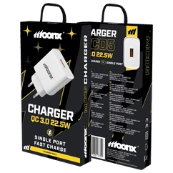 MOONX MC05 1XUSB-A  22,5W QC 3.0 Hálózati gyorstöltő, fehér