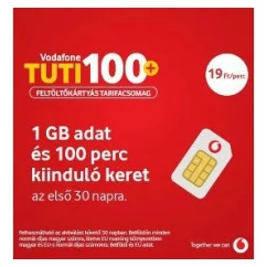 SIM kártya, Vodafone, Tuti100+, 1GB adat és 100 perc díjmentesen (NA)