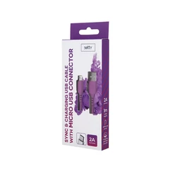 Setty USB kábel, Micro USB, (1 méter 2A), lila
