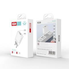 USB XO L64 QC 3.0 20W, Hálózati töltő, (1x USB 1x USB-C), fehér