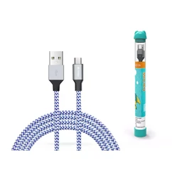 Devia USB kábel, Micro USB, (1 méter 2,4A), ezüst-kék