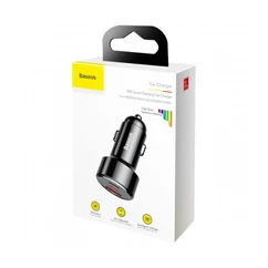 Baseus Magic CCMLC20C-01, Szivargyújtós töltő, 4.0 PD QC 45W, 5A 1x USB-A +1x USB-C, fekete (Gyors töltés)