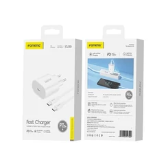 FONENG EU39 1XUSB-C PD 3A 20W Hálózati gyorstöltő (+TypeC - TypeC kábel), fehér