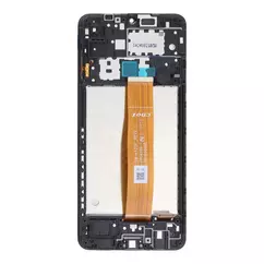 Samsung A127 Galaxy A12/A12 Nacho/A12s, LCD kijelző érintőplexivel és előlap kerettel, fekete
