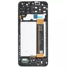 Samsung A137/M236/M236B/M336B Galaxy A13/M23 5G/M33 5G, LCD kijelző érintőplexivel és előlap kerettel, fekete