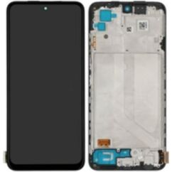 Xiaomi Redmi Note 10 4G/Redmi Note 10S/Poco M5s, LCD kijelző érintőplexivel és előlap kerettel, fekete  (TFT)