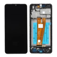 Samsung A045 Galaxy A04, LCD kijelző érintőplexivel és előlap kerettel, fekete Gyári 