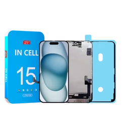 Apple iPhone 15, LCD kijelző érintőplexivel + ragasztó (LTPS ZY COF  FHD1080P  IC CSERE TÁMOGATÁS), fekete