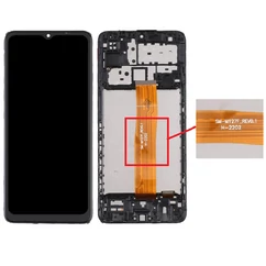Samsung M127F Galaxy M12, LCD kijelző érintőplexivel és előlapkerettel, fekete