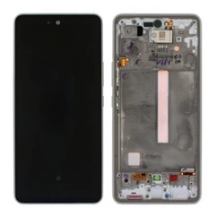 Samsung A536B Galaxy A53 5G, LCD kijelző érintőplexivel és előlapkerettel, ezüst  (Oled)