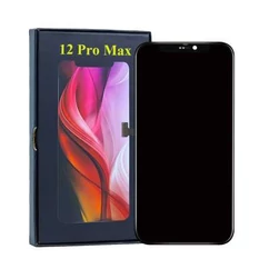 Apple iPhone 12 Pro Max, LCD kijelző érintőplexivel (GX OLED IC CSERE TÁMOGATÁS), fekete  (Utángyártott)