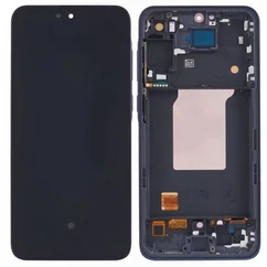 Samsung A556B/A556B/DS Galaxy A55 5G (2024), LCD kijelző érintőplexivel és előlap kerettel, fekete, sötétkék, navy blue  (Same Size Oled)