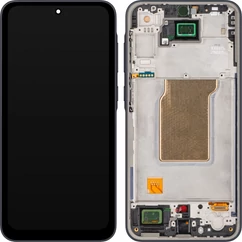 Samsung A356 Galaxy A35, LCD kijelző érintőplexivel és előlapkerettel, fekete (Utángyártott)