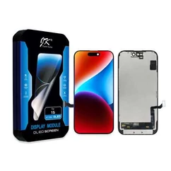 Apple iPhone 15, LCD kijelző érintőplexivel (HARD OLED IC CSERE TÁMOGATÁS), fekete