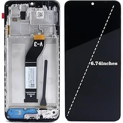 Xiaomi Redmi 13C 4G/5G/Poco C65 (V-3 átvezetővel), LCD kijelző érintőplexivel és előlapkerettel, fekete (GYÁRI)
