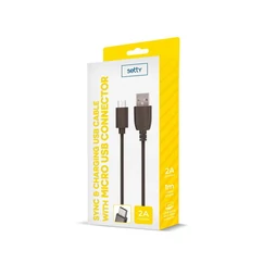 Setty USB kábel, Micro USB, (1 méter 2A), fekete