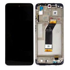 Xiaomi Redmi 10 2021, LCD kijelző érintőplexivel és előlapkerettel, fekete (SERVICE PACK) (GYÁRI)