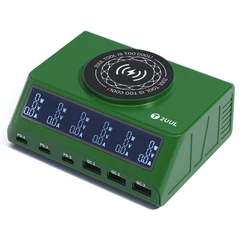 2UUL PC11, 110W-os többportos PD + QC többportos asztali töltőállomás 15W-os vezeték nélküli töltővel