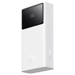 Baseus Star-Lord, PD QC 30W 10000mAh  2XUSB+micro-USB+Type-C aljzat, LED Kijelző, Wireless PowerBank, Külső akkumulátor, fehér ( PPXJ1030)