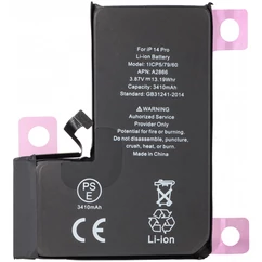 Apple A2866 iPhone 14 Pro 3410mAh,  Akkumulátor + ragasztó (OEM) Li-Ion  ((Magasabb kapacitású, diagnosztizálható)