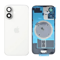 Apple iPhone 16, Akkufedél, kamera lencsével, mágneses gyűrűvel, fémlemezzel, fehér (OEM)