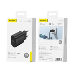 FONENG EU51 1XUSB-C GAN PD 3A 25W, Hálózati gyorstöltő, fekete