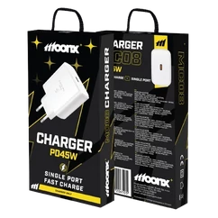 Moonx MC08, 1x USB-C PD 45W Hálózati gyorstöltő, fehér