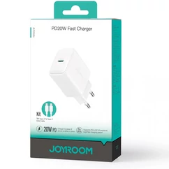 Joyroom JR-TCF20 1XUSB-C, PD QC 3A 20W Hálózati gyorstöltő (+TypeC - TypeC kábel), fehér