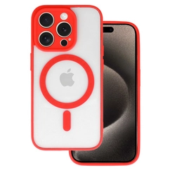 Apple iPhone 15 Plus, Szilikon tok, Magsafe, piros