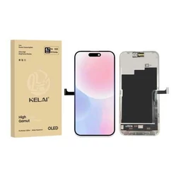 Apple iPhone 15 Pro Max, LCD kijelző érintőplexivel (SOFT OLED 120HZ KELAI IC CSERE TÁMOGATÁS EREDETI MÉRET ÉS VASTAGSÁG), fekete 