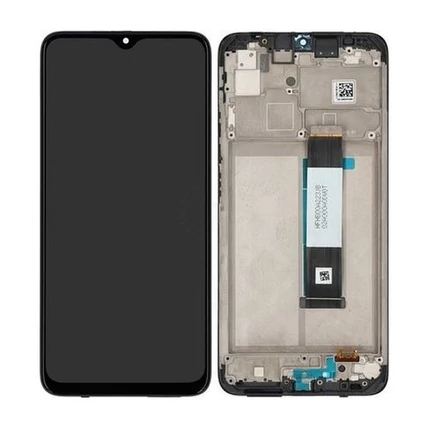 Xiaomi Redmi 9T/Poco M3, LCD kijelző érintőplexivel és előlapkerettel, fekete (GYÁRI)