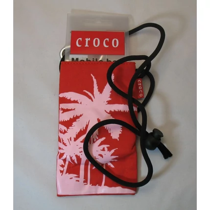 Nyakpántos tok, álló Croco pálmafás (8x13 cm), piros