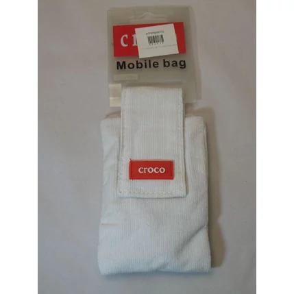 Nyakpántos tok, álló Croco tépőzáras (7x12 cm), fehér