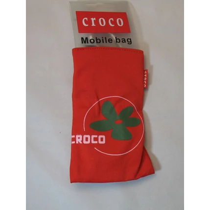 Nyakpántos tok, álló Croco (8x13 cm), piros-zöld - virágos