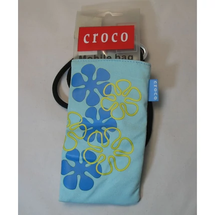 Nyakpántos tok, álló Croco (8x13 cm), kék - virágos