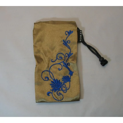 Nyakpántos tok, álló Croco (8x13 cm), kék-arany - virágos*