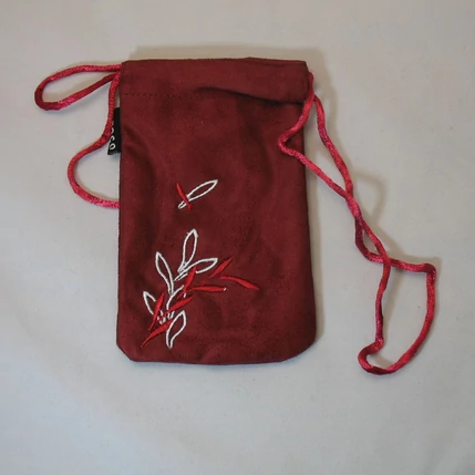 Nyakpántos tok, álló Croco (8x13 cm), bordó - virágos