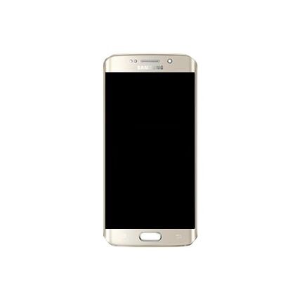 Samsung G925 Galaxy S6 Edge, LCD kijelző érintőplexivel és előlappal, arany