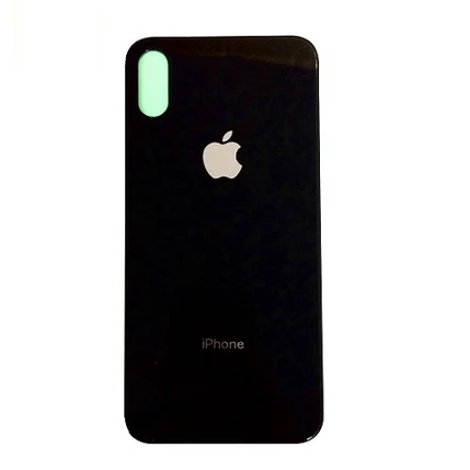 Apple iPhone X, Akkufedél + ragasztó, (nagy lyukú verzió), fekete (OEM)