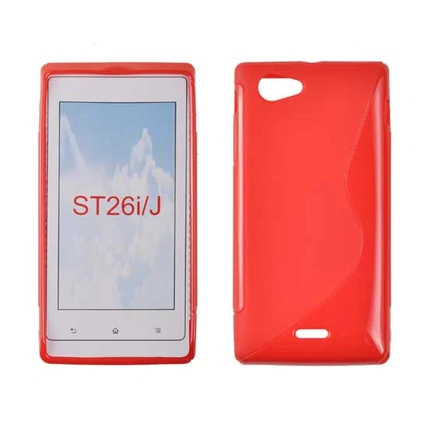 Sony Xperia J ST26i, Szilikon tok, S-Case, piros