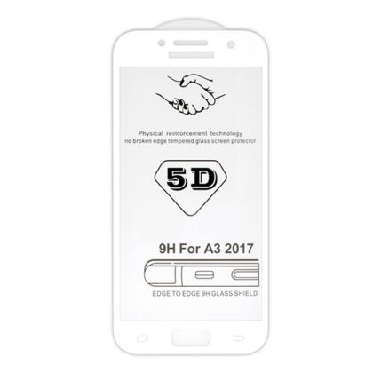 Samsung A320 Galaxy A3 2017, Kijelzővédő fólia, (ütésálló) Full Glue 5D, fehér