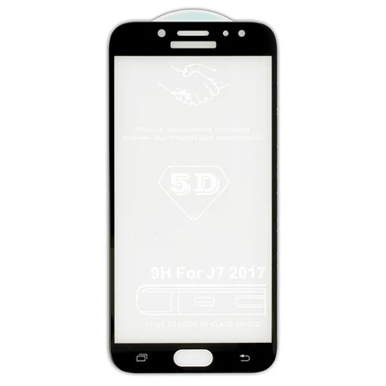 Samsung J730 J7 2017, Kijelzővédő fólia, (ütésálló) Full Glue 5D, fekete