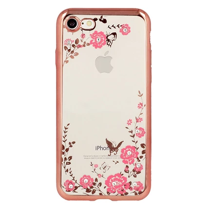 Samsung G965 Galaxy S9+, Szilikon tok, Virágos, rose gold